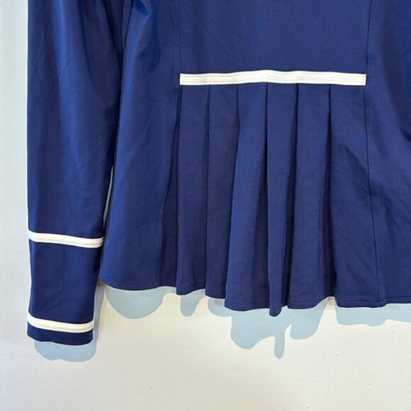 Pure lime navy blue/white piping fitness/tennis zip jacket with pleats size XS - Picture 3 of 8